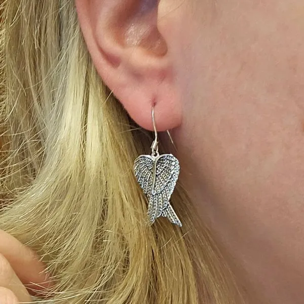 Sterling Angel Wing Earrings Image 3 Mark Jewellers La Crosse, WI