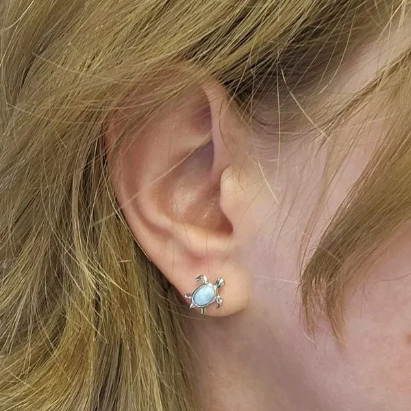 Sterling Blue Larimar Turtle Earrings Image 2 Mark Jewellers La Crosse, WI