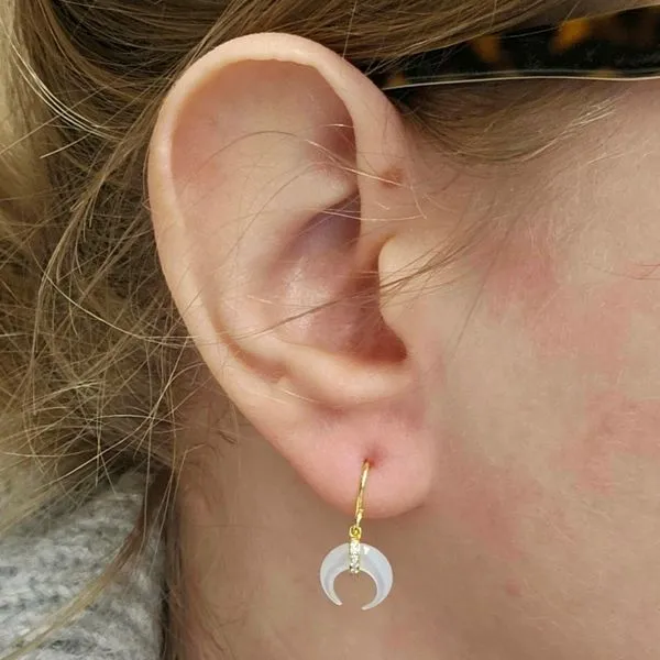 Gold-Plated Sterling Mother-of-Pearl Crescent Earrings Image 2 Mark Jewellers La Crosse, WI