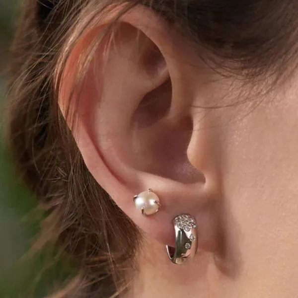 Sterling CZ Huggie Hoop Earrings Image 3 Mark Jewellers La Crosse, WI