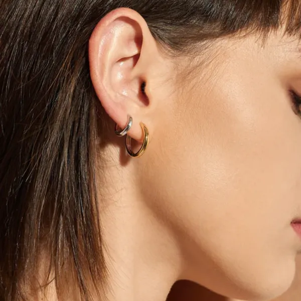 Gold-Plated Sterling Hoop Earrings Image 2 Mark Jewellers La Crosse, WI