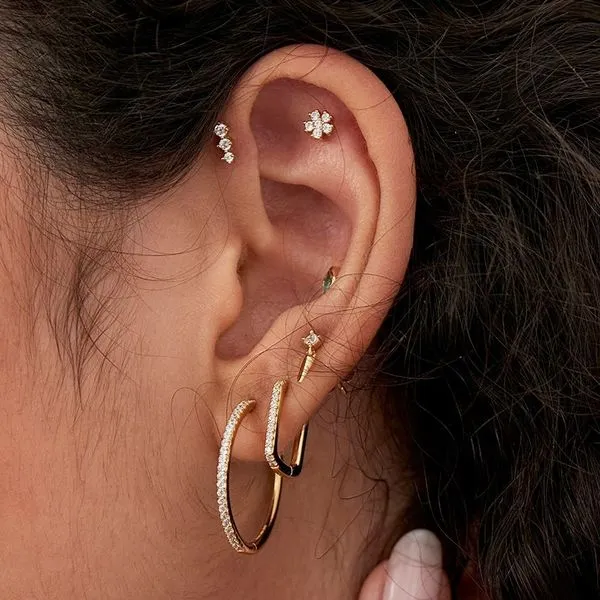 Gold-Plated Sterling CZ Hoop Earrings Image 2 Mark Jewellers La Crosse, WI