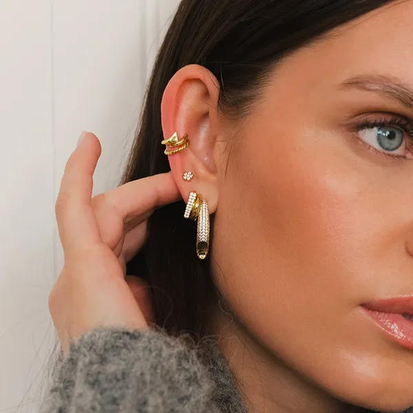 Gold-Plated Sterling Hoop Earrings Image 2 Mark Jewellers La Crosse, WI