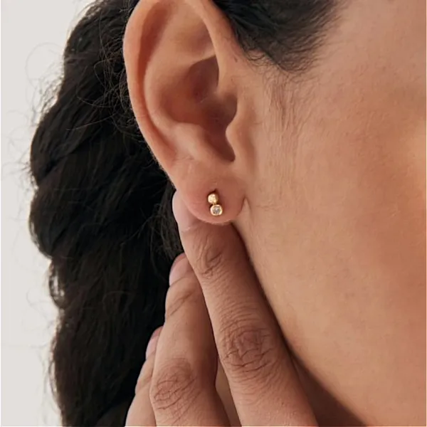 Gold-Plated Sterling CZ Stud Earrings Image 2 Mark Jewellers La Crosse, WI