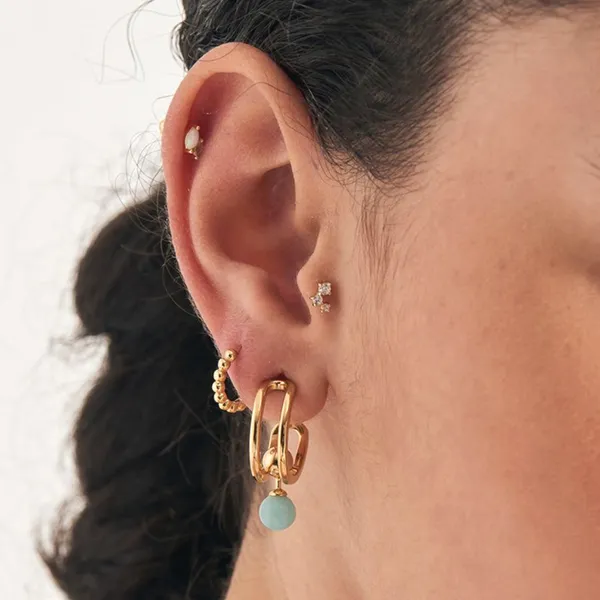 Gold-Plated Sterling Hoop Earrings Image 2 Mark Jewellers La Crosse, WI