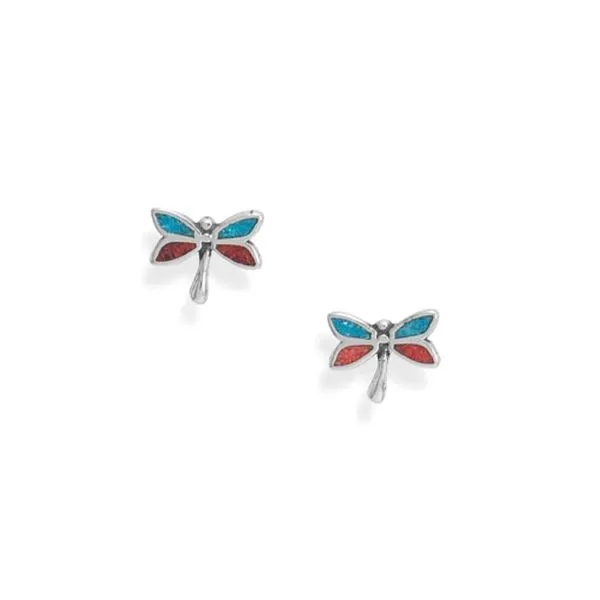 Sterling Coral & Turquoise Dragonfly Earrings Mark Jewellers La Crosse, WI