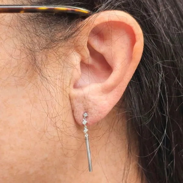 Sterling Diamond Drop Earrings Image 3 Mark Jewellers La Crosse, WI