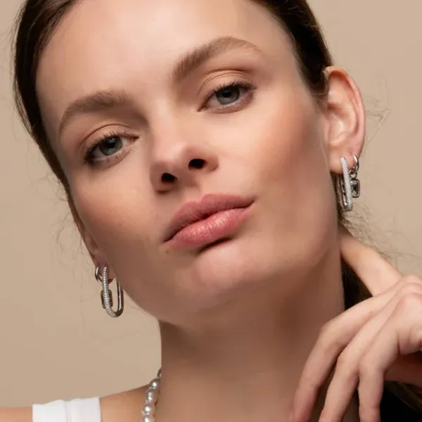 Sterling CZ Hoop Earrings Image 2 Mark Jewellers La Crosse, WI