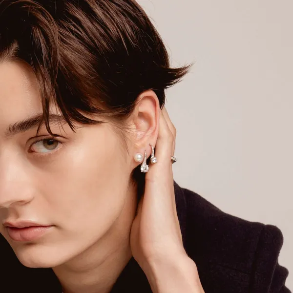 Sterling CZ Drop Earrings Image 2 Mark Jewellers La Crosse, WI