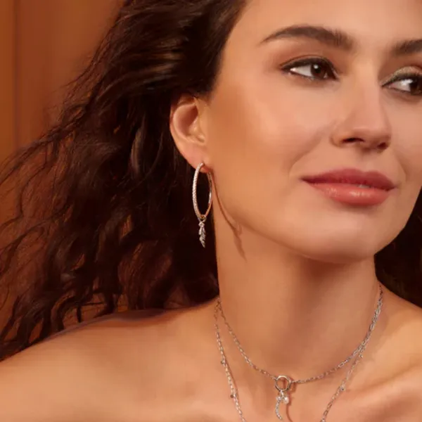 Sterling CZ Hoop Earrings Image 2 Mark Jewellers La Crosse, WI