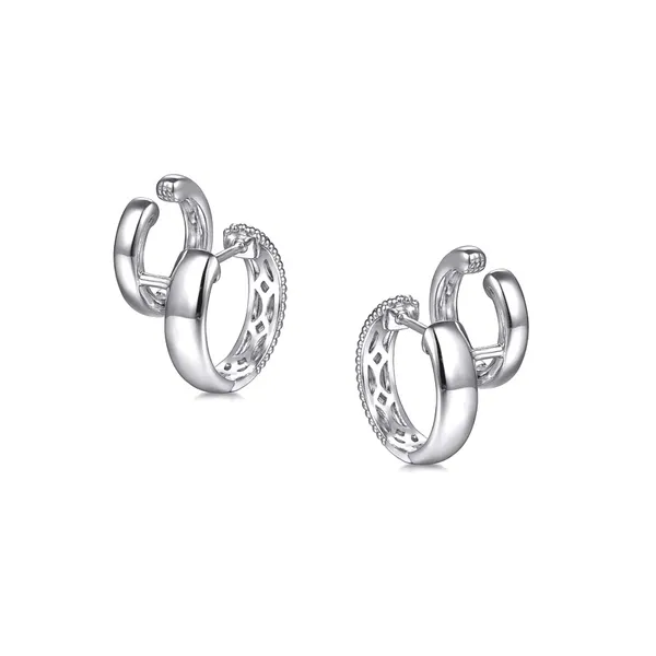 Sterling White Sapphire Hoop & Cuff Earrings Image 2 Mark Jewellers La Crosse, WI