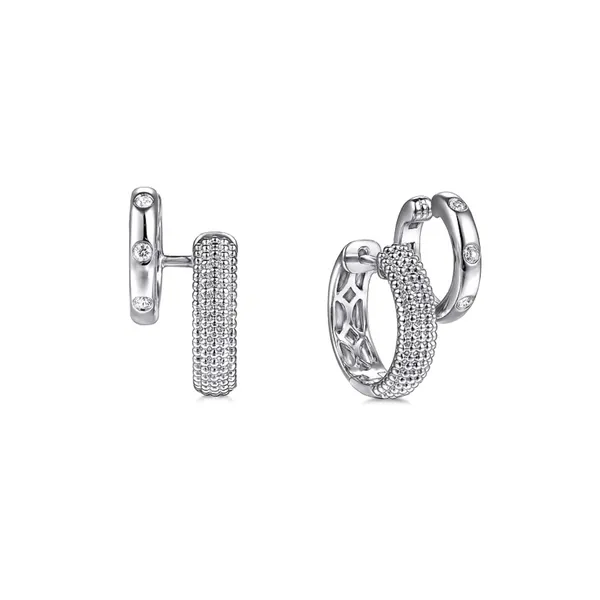 Sterling White Sapphire Hoop & Cuff Earrings Mark Jewellers La Crosse, WI