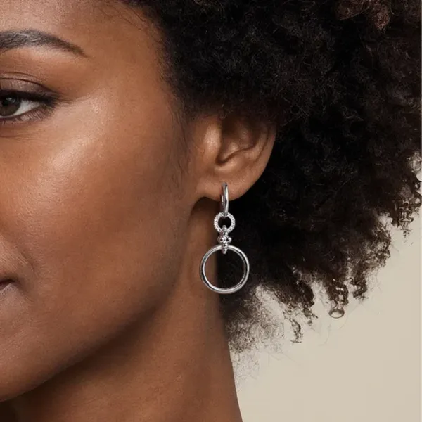 Sterling White Sapphires Hoop Earrings Image 3 Mark Jewellers La Crosse, WI