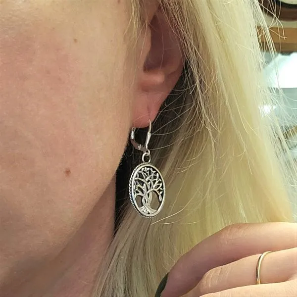 Sterling Tree of Life Earrings Image 3 Mark Jewellers La Crosse, WI