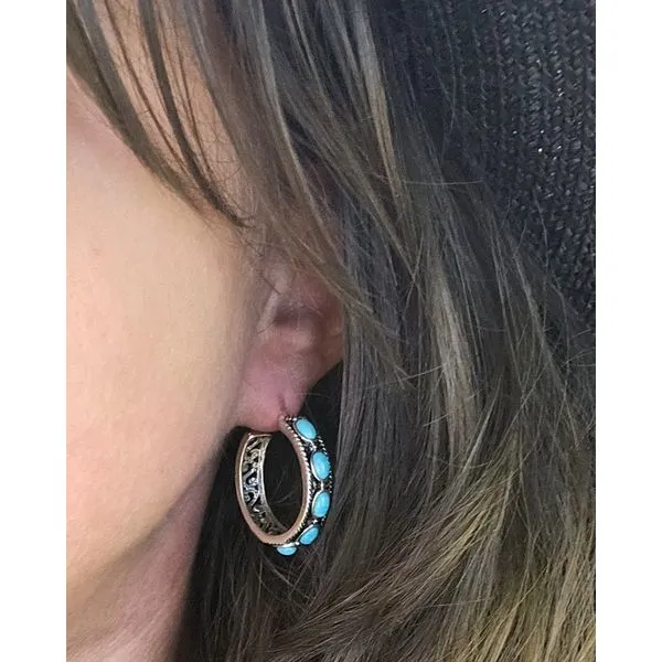 Sterling Turquoise Hoop Earrings Image 3 Mark Jewellers La Crosse, WI