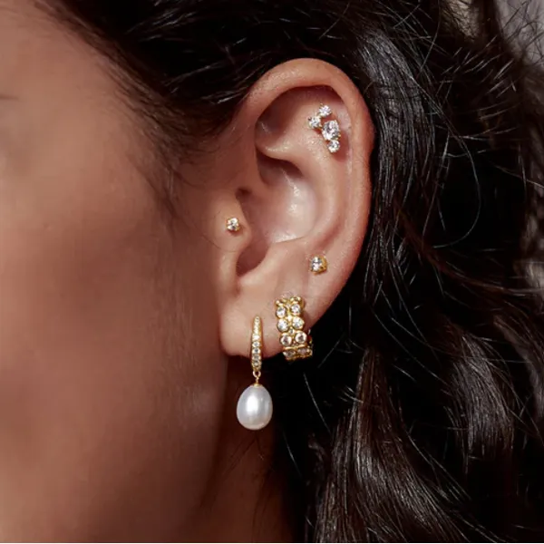 Gold-Plated Sterling CZ Stud Earrings Image 2 Mark Jewellers La Crosse, WI