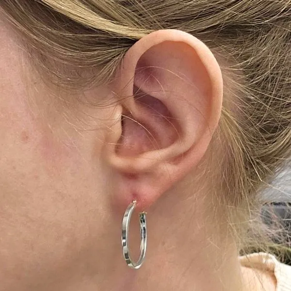 Sterling Round Hoop Earrings Image 2 Mark Jewellers La Crosse, WI