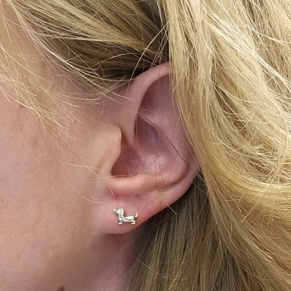 Sterling Dachshund Stud Earrings Image 2 Mark Jewellers La Crosse, WI