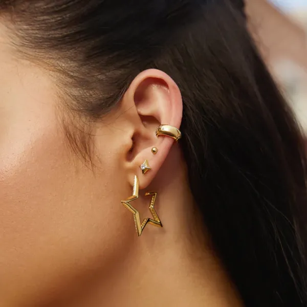 Gold-Plated Sterling CZ Star Stud Earrings Image 3 Mark Jewellers La Crosse, WI