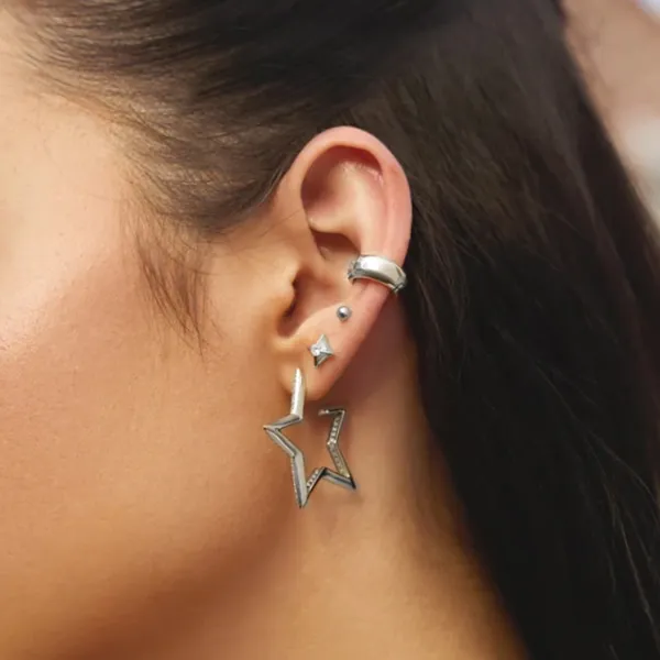 Sterling CZ Star Stud Earrings Image 3 Mark Jewellers La Crosse, WI
