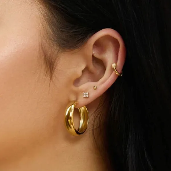 Gold-Plated Sterling Hoop Earrings Image 3 Mark Jewellers La Crosse, WI