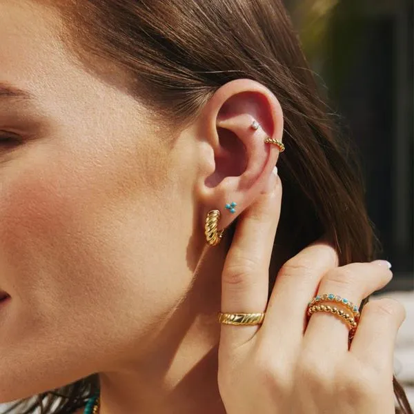 Gold-Plated Sterling Twist Hoop Earrings Image 3 Mark Jewellers La Crosse, WI