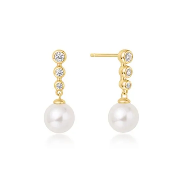 Gold-Plated Sterling CZ Pearl Drop Earrings Mark Jewellers La Crosse, WI