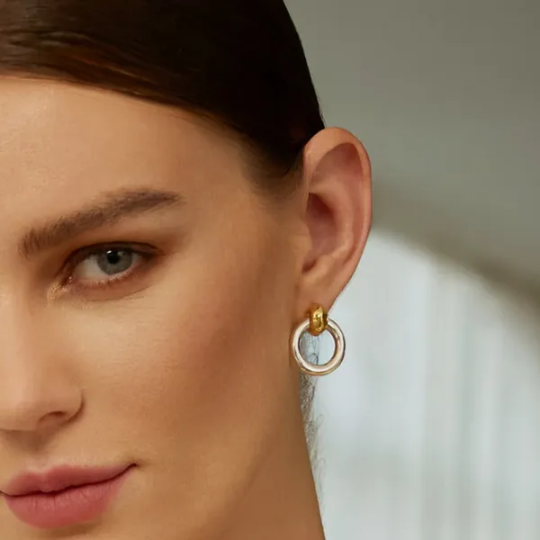Gold-Plated Sterling Loop Stud Earrings Image 3 Mark Jewellers La Crosse, WI