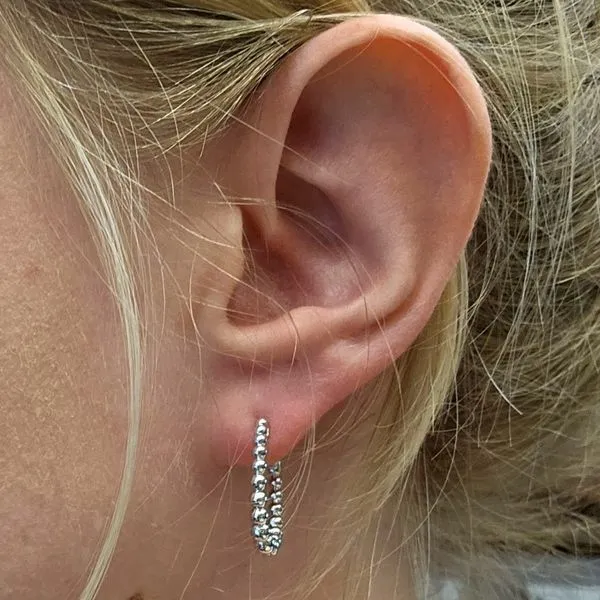Sterling Beaded Hoop Earrings Image 3 Mark Jewellers La Crosse, WI