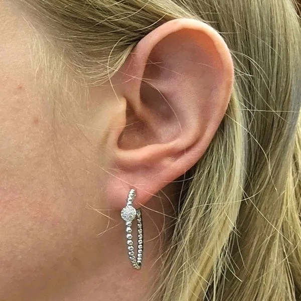 Sterling White Sapphire Hoop Earrings Image 2 Mark Jewellers La Crosse, WI
