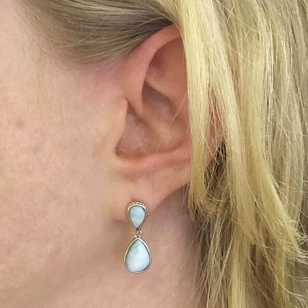 Sterling Larimar Pear Drop Earrings Image 2 Mark Jewellers La Crosse, WI