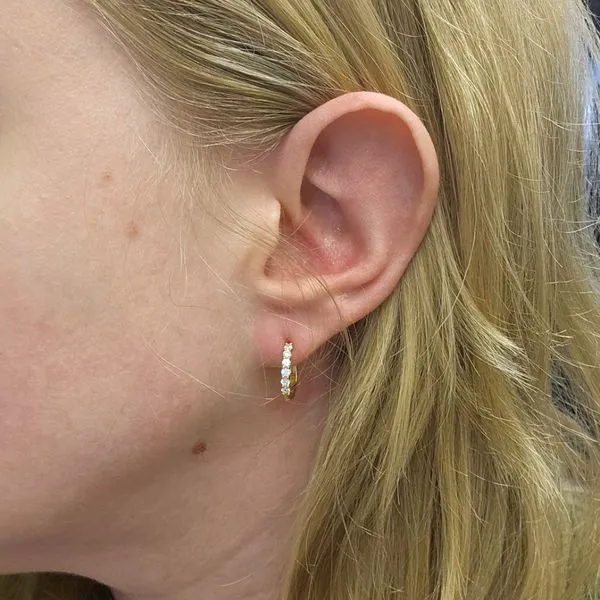 Gold-Plated Sterling CZ Hoop Earrings Image 2 Mark Jewellers La Crosse, WI