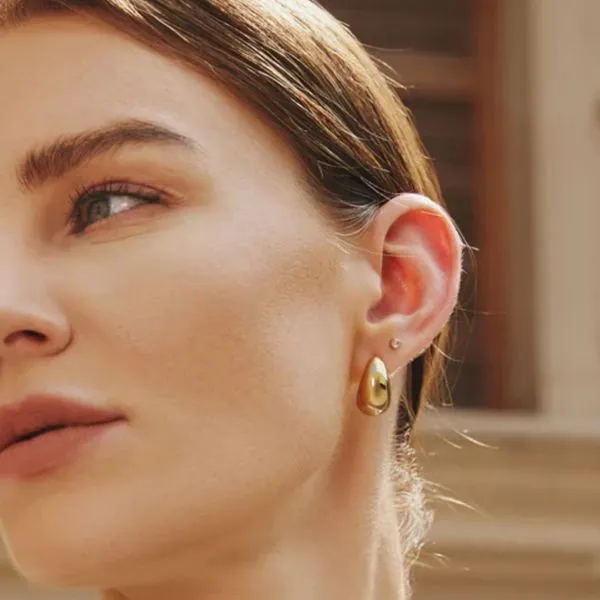 Gold-Plated Sterling Raindrop Stud Earrings Image 3 Mark Jewellers La Crosse, WI