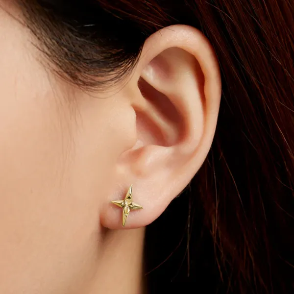 Gold-Plated Sterling Cross Stud Earrings Image 3 Mark Jewellers La Crosse, WI