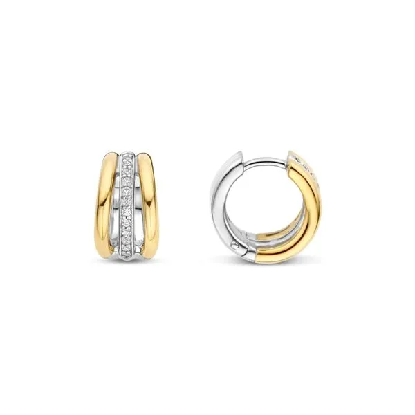 Gold-Plated Sterling 3-Row Hoop Earrings Mark Jewellers La Crosse, WI