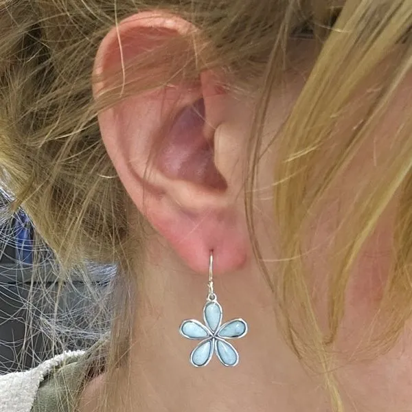 Sterling Larimar Flower Drop Earrings Image 3 Mark Jewellers La Crosse, WI