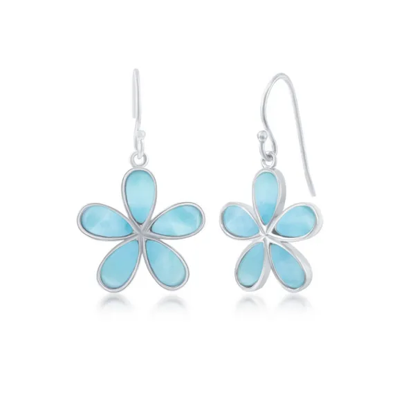 Sterling Larimar Flower Drop Earrings Mark Jewellers La Crosse, WI