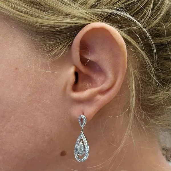 Sterling Diamond Pear Shaped Drop Earrings Image 3 Mark Jewellers La Crosse, WI