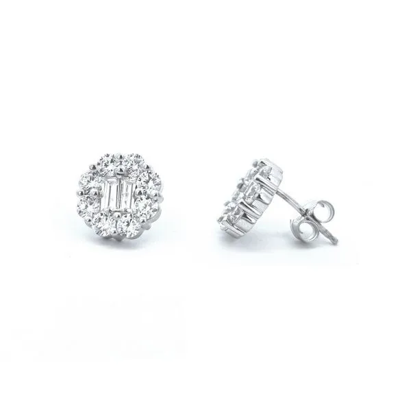 Sterling Simulated Diamond Halo Stud Earrings Mark Jewellers La Crosse, WI
