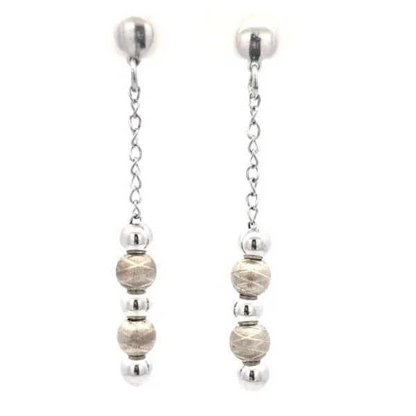 Sterling Two Tone Long Bead Chain Drop Earrings Mark Jewellers La Crosse, WI
