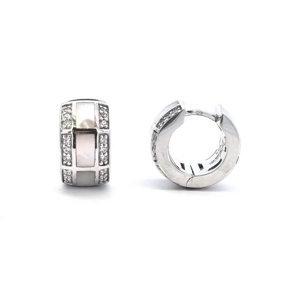 Sterling Mother Of Pearl CZ Hoop Earrings Mark Jewellers La Crosse, WI
