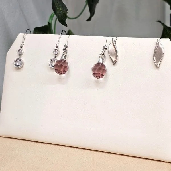 Sterling Purple Crystal Drop Earrings Image 2 Mark Jewellers La Crosse, WI