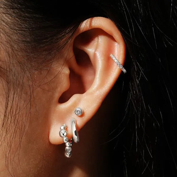Sterling CZ Hoop Earrings Image 2 Mark Jewellers La Crosse, WI
