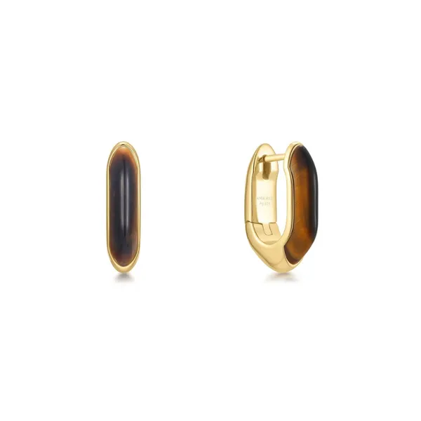 Gold-Plated Sterling Tiger Eye Hoop Earrings Mark Jewellers La Crosse, WI
