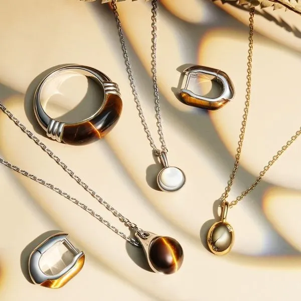 Sterling Tiger Eye Hoop Earrings Image 2 Mark Jewellers La Crosse, WI