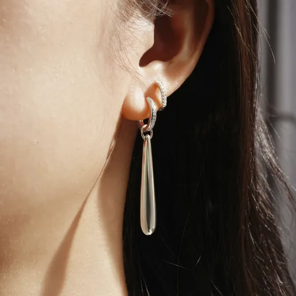 Sterling CZ Hoop & Drop Earrings Image 2 Mark Jewellers La Crosse, WI