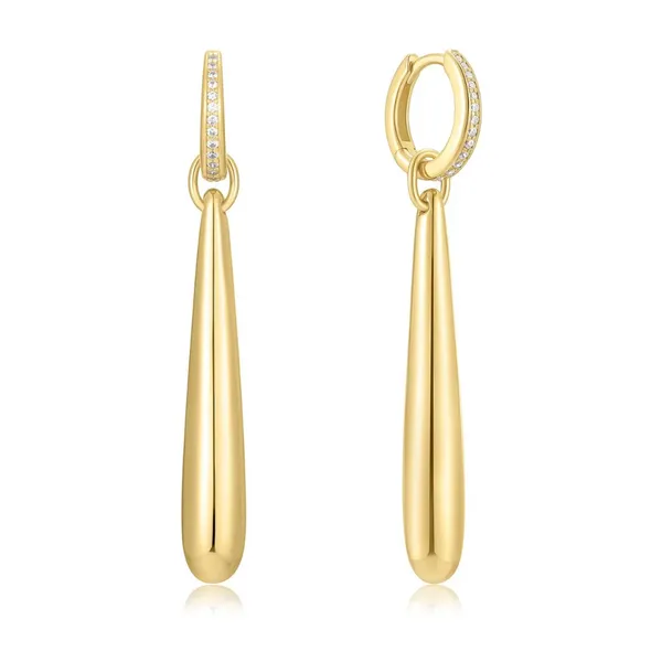 Gold-Plated Sterling CZ Hoop & Drop Earrings Mark Jewellers La Crosse, WI