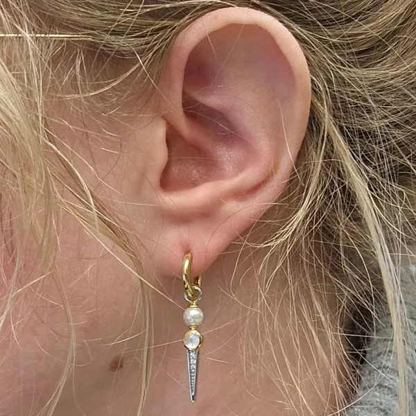 Gold-Plated Sterling Hoop Spike Drop Earrings Image 2 Mark Jewellers La Crosse, WI