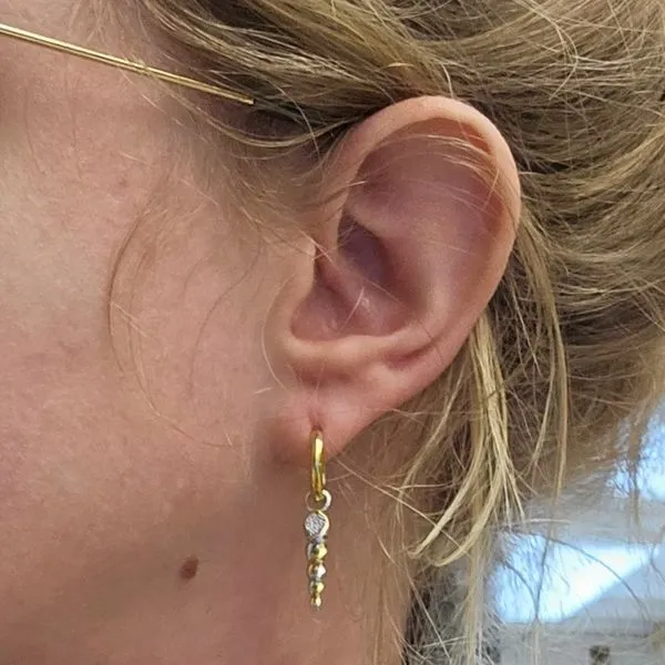 Gold-Plated Sterling CZ Hoop Dangle Earrings Image 2 Mark Jewellers La Crosse, WI