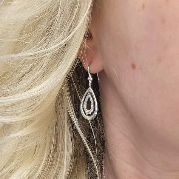 Sterling White Sapphire Drop Earrings Image 2 Mark Jewellers La Crosse, WI